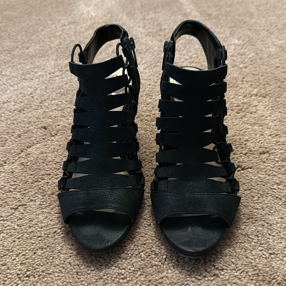 Vince Camuto Eliaz Heeled Strappy Gladiator Dress Sandals Black Leather Size 7 - Picture 3 of 14